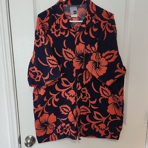 Quiksilver Tropical Print Shirt in Blue and Orange